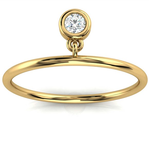 14k Gold Bezel Minimalist Diamond Wedding Ring